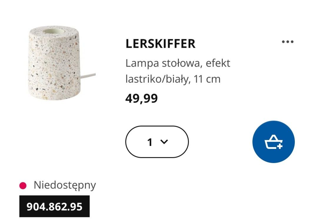 IKEA lampka Lerskiffer/ LUNNOM