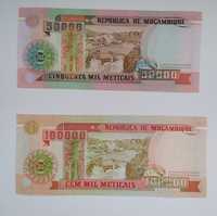 zestaw banknotów 50tys.-100tys. meticais , Mozambik , 2 szt. , UNC