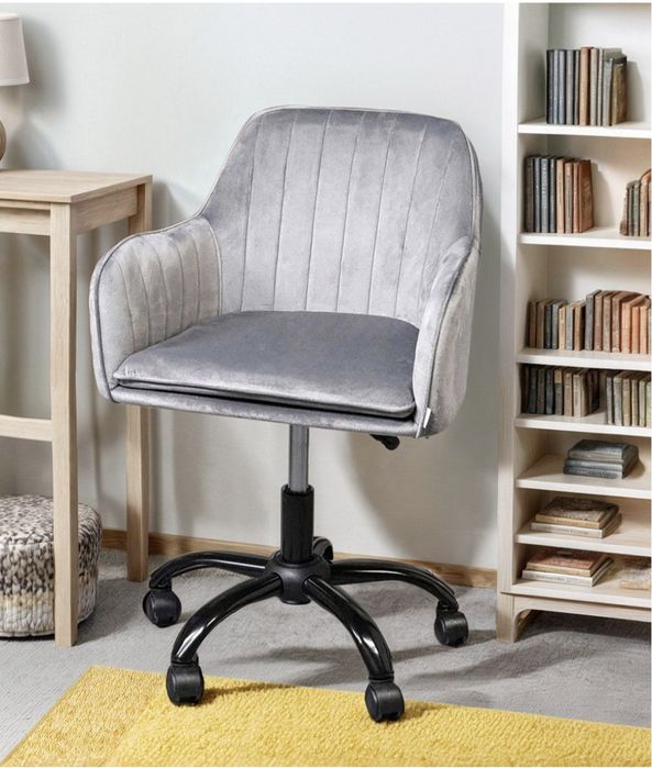 Fotel TEILL welurowy obrotowy szary