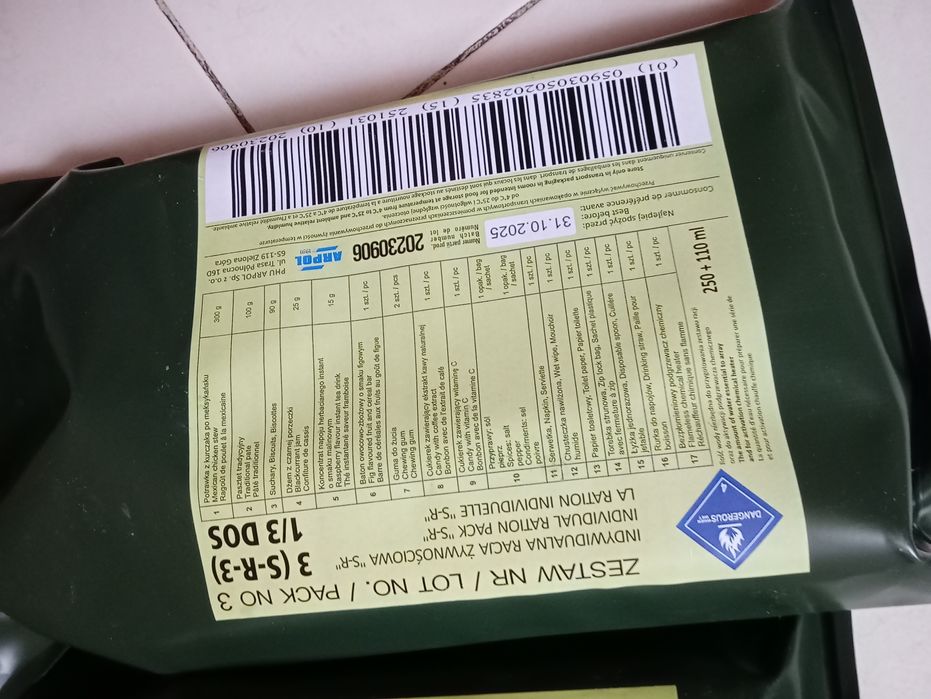 Racja zywnosciowa 2x Sr-g mała oraz całodniowa