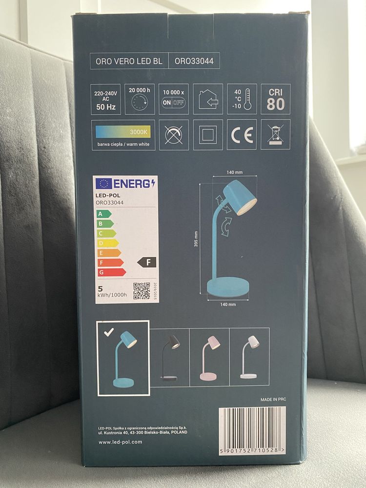 Turkusowa lampka led