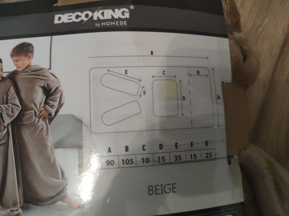 Koc z rękawami Decoking Lazy Kids dla dzieci beżowy 90x105