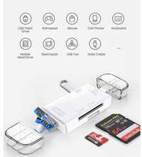 Leitor multifunções 6 em 1 USB de cartões MicroSD e SD OTG Tipo C novo