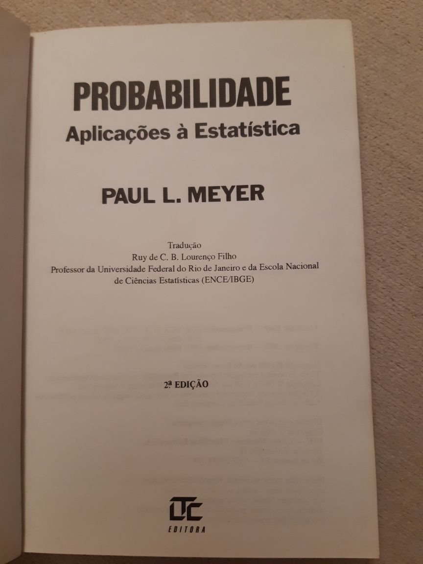 Livro "Probabilidade - aplicações à estatística "