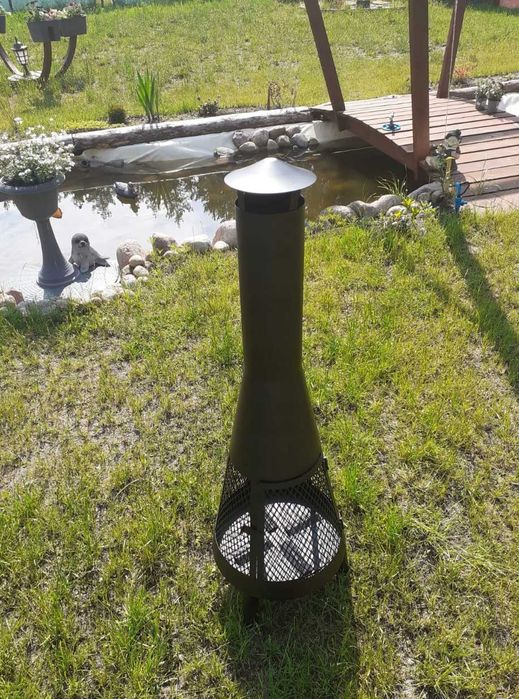 Kominek ogrodowy BBQ 110 X 35 Cm Żaroodporna Stal Malowana Proszkowo