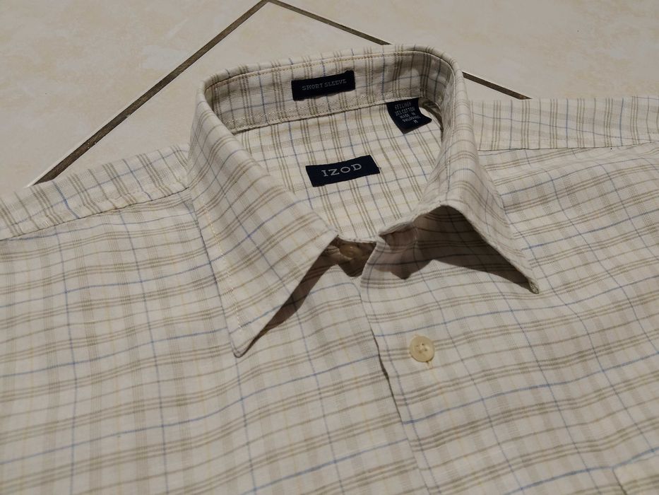 IZOD USA - NOWA! z LOGO Koszula Męska Lniana krótki rękaw rozmiar XL