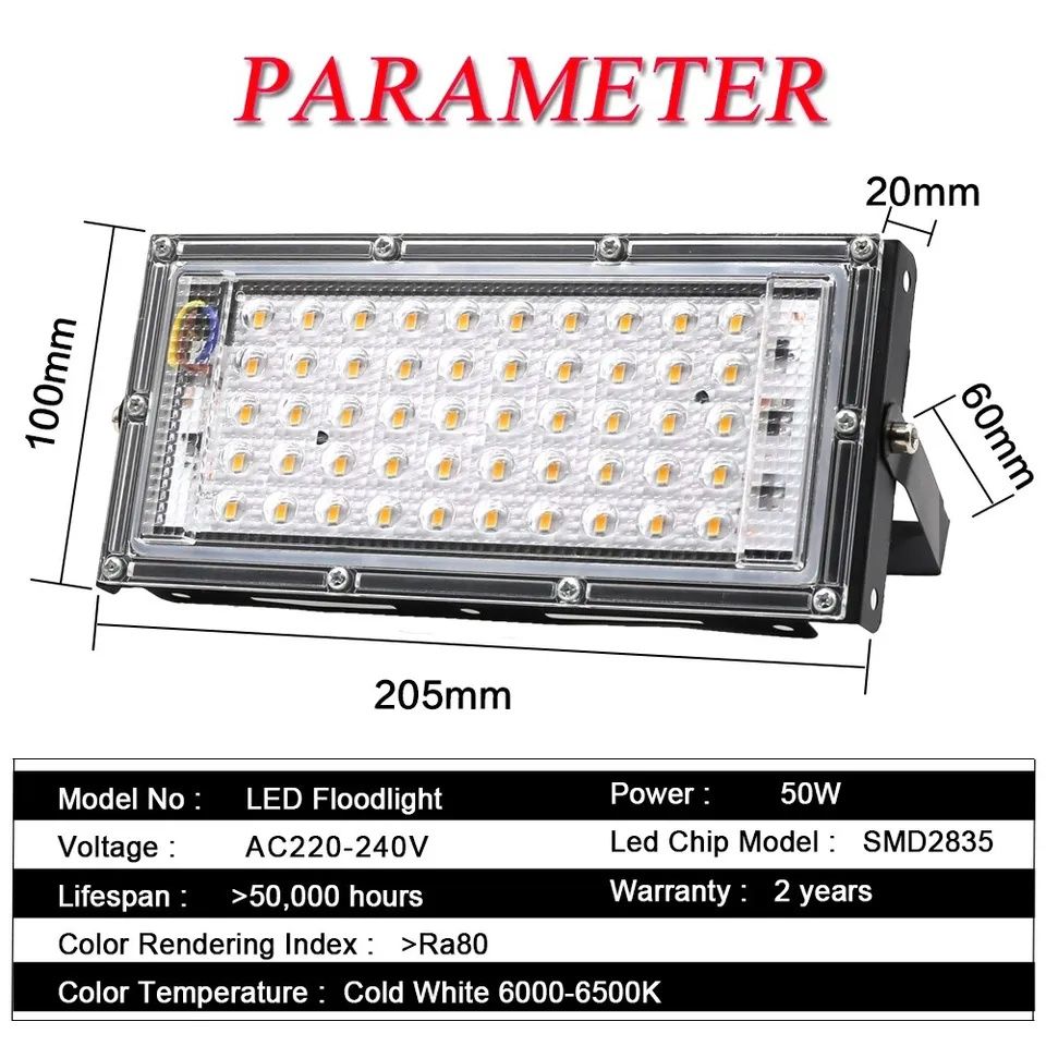 50W 220V LED светильник фонарь прожектор светодиодный IP65. Новый.