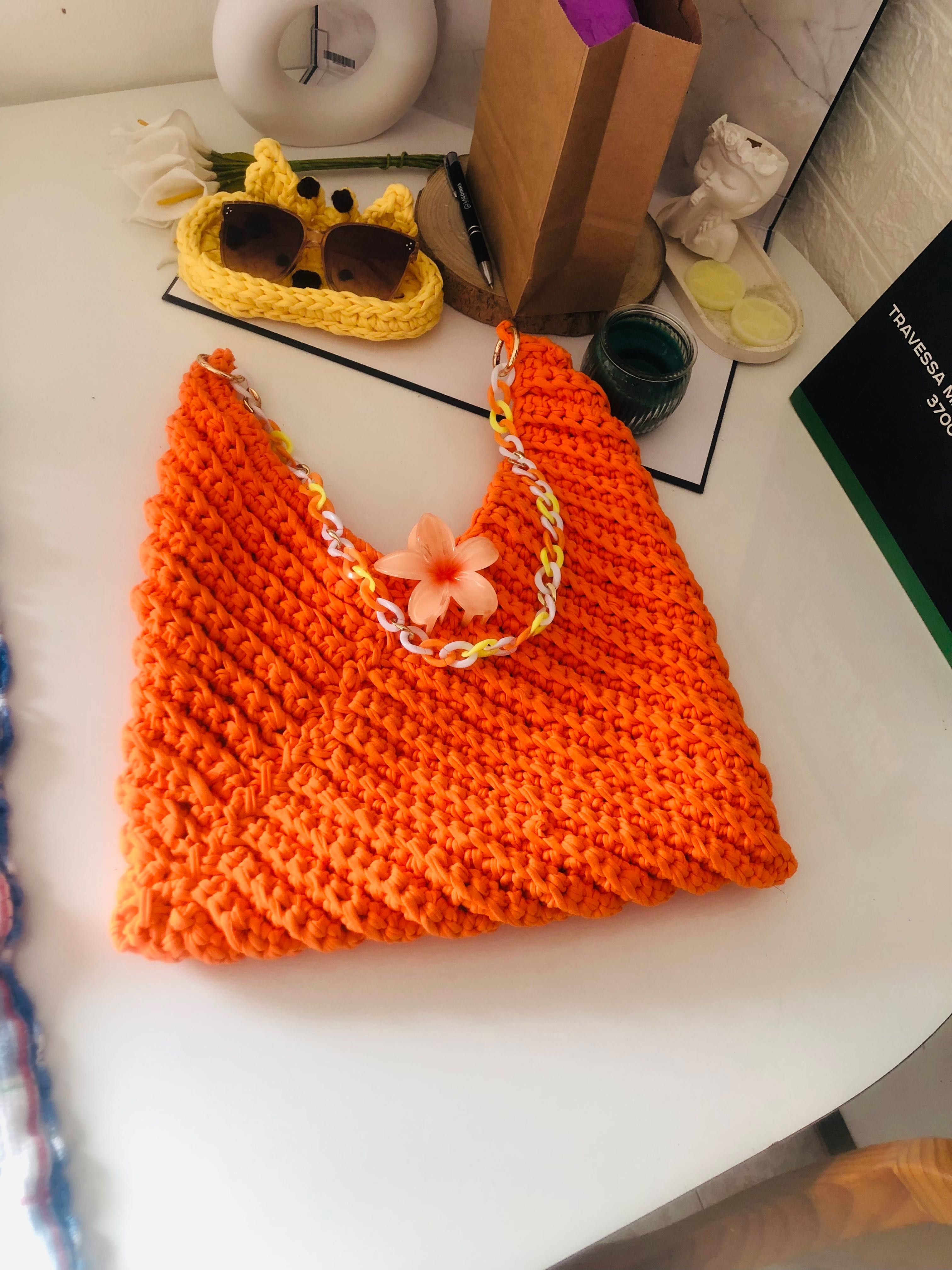 Bolsa Big Orange Croche
