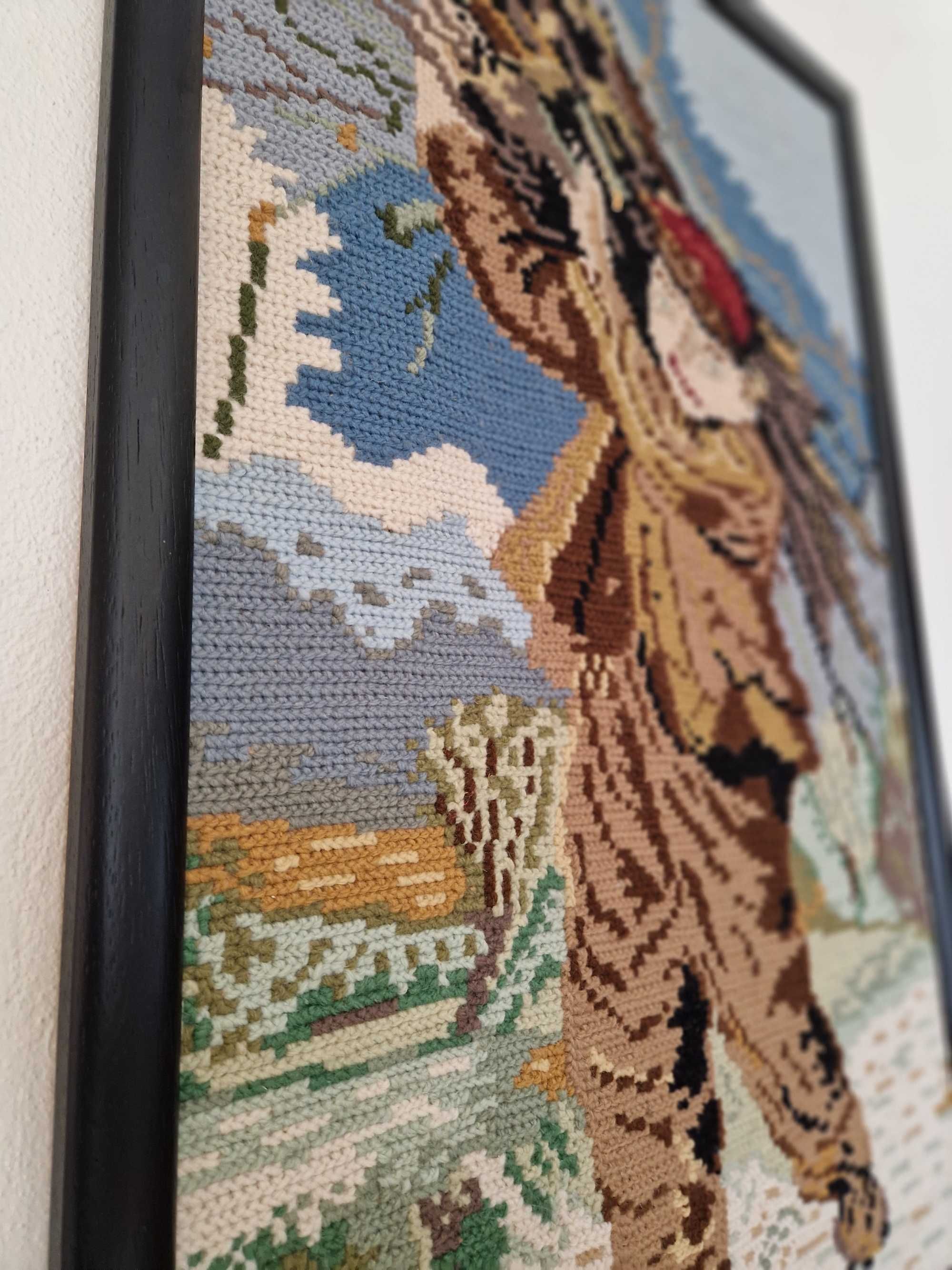 Quadro Bordado em Arraiolos – Artesanal – 91x61 cm com moldura