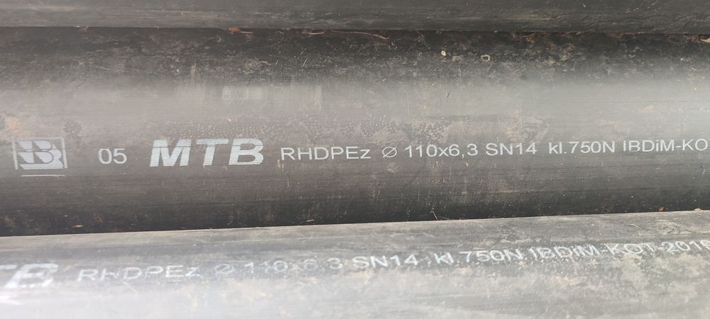 Rury RHDPEp fi 110 , 6,3mm, 6m do zgrzewania przepusty NOWE