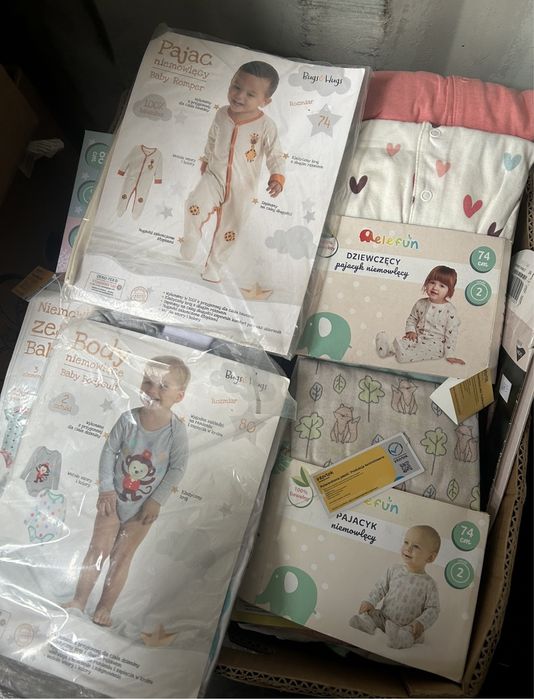 Spioszki pajacyki niemowlece dzieciece 40szt mix 68-98 nowe