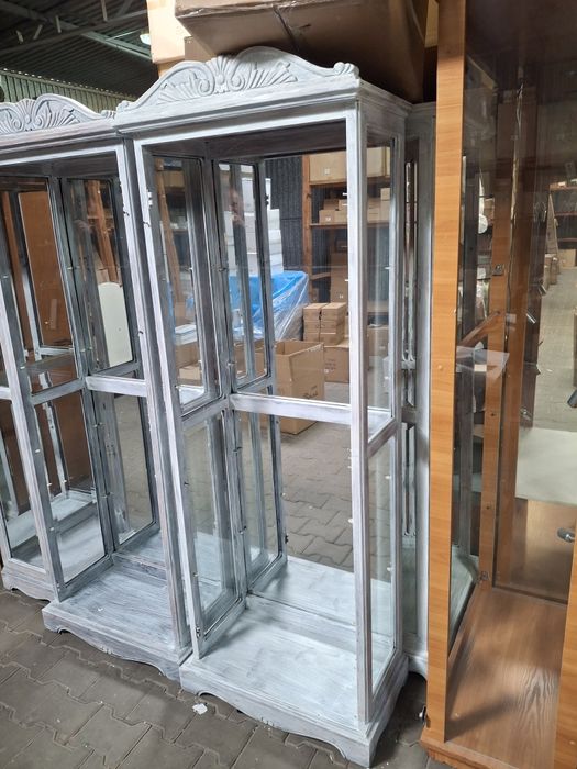 Stojąca witryna szklane drewniane obrotowe gablota