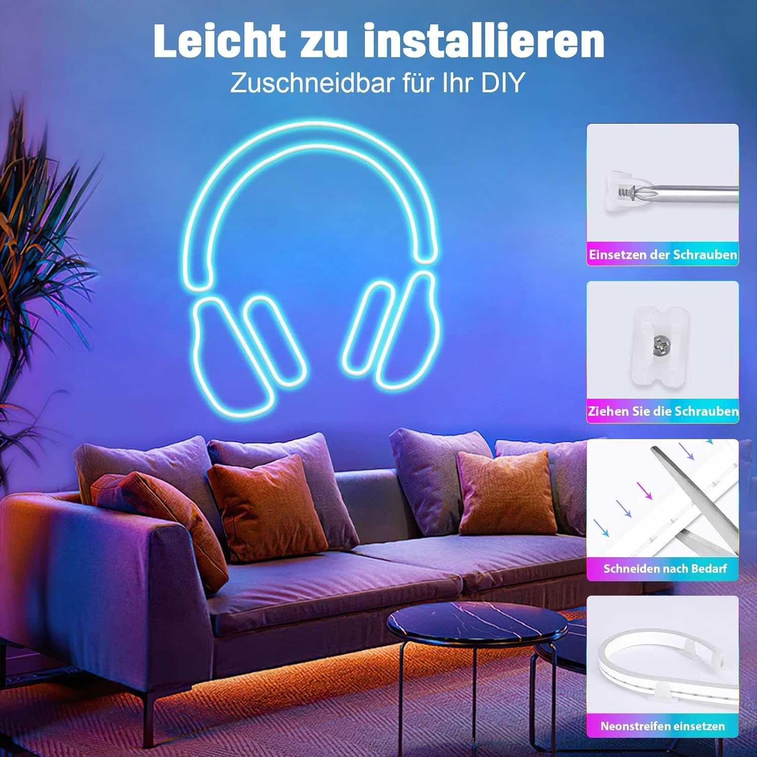 Taśma LED RGB Neon Effect SMART ALEXA WiFi IP65 z pilotem - Lamomo 5m