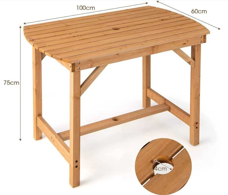 Stół ogrodowy z litego drewna 100x60x75cm Costway NP10923BN