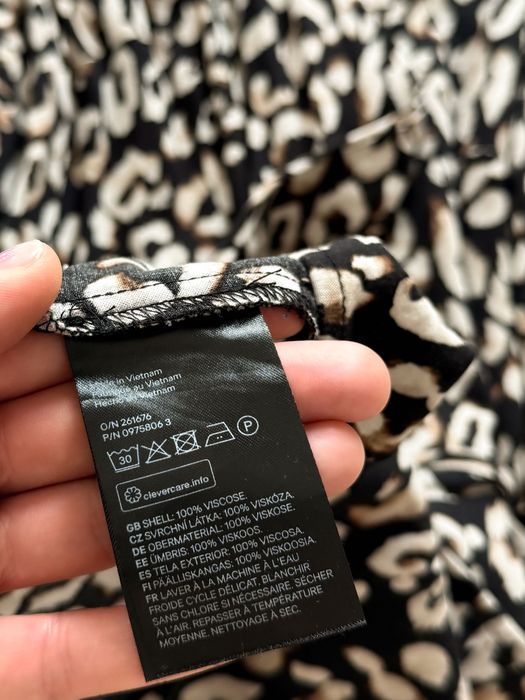 Sukienka kopertowa 100% wiskoza H&M panterka czarna beżowa wiązana 40