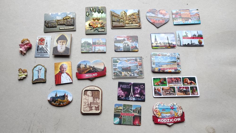 Magnesy na lodówkę 3x Jeruzalem  Jan Paweł Paryż  24 sztuki