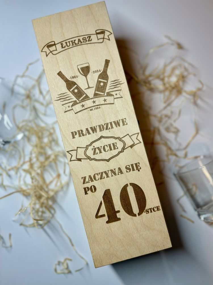 Skrzynka na wino  + WIÓRKA + GRAWER