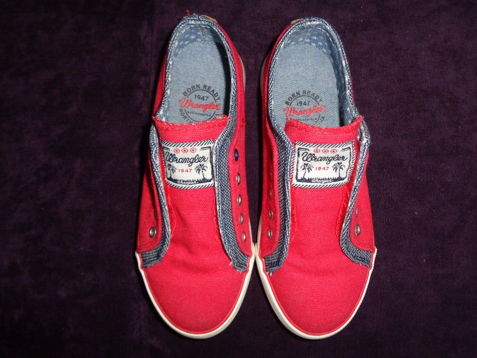 WRANGLER czerwone wkładane na rzepy dziewczęce buty tenisówki trampki