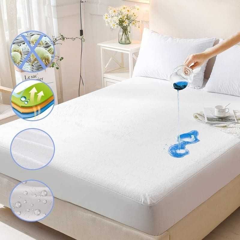 Wodoodporny ochraniacz na materac 200x220 z gumką podkład na łóżko