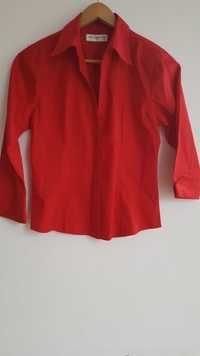 Czerwona bluzka koszulowa rękaw 3/4 rozmiar S