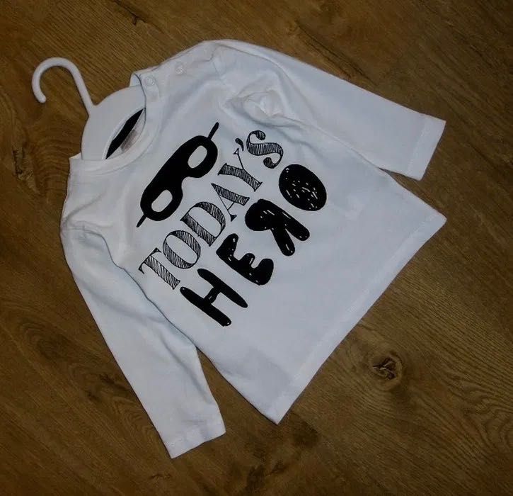 TEX BABY__Czarno biała piżamka i H&M__Biała koszulka__6-9M na 68/74 cm