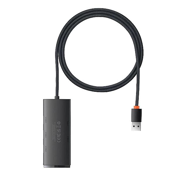 Baseus Lite Series HUB adapter USB-A do 4xUSB-A 3.0/5Gb/s czarny (WKQX