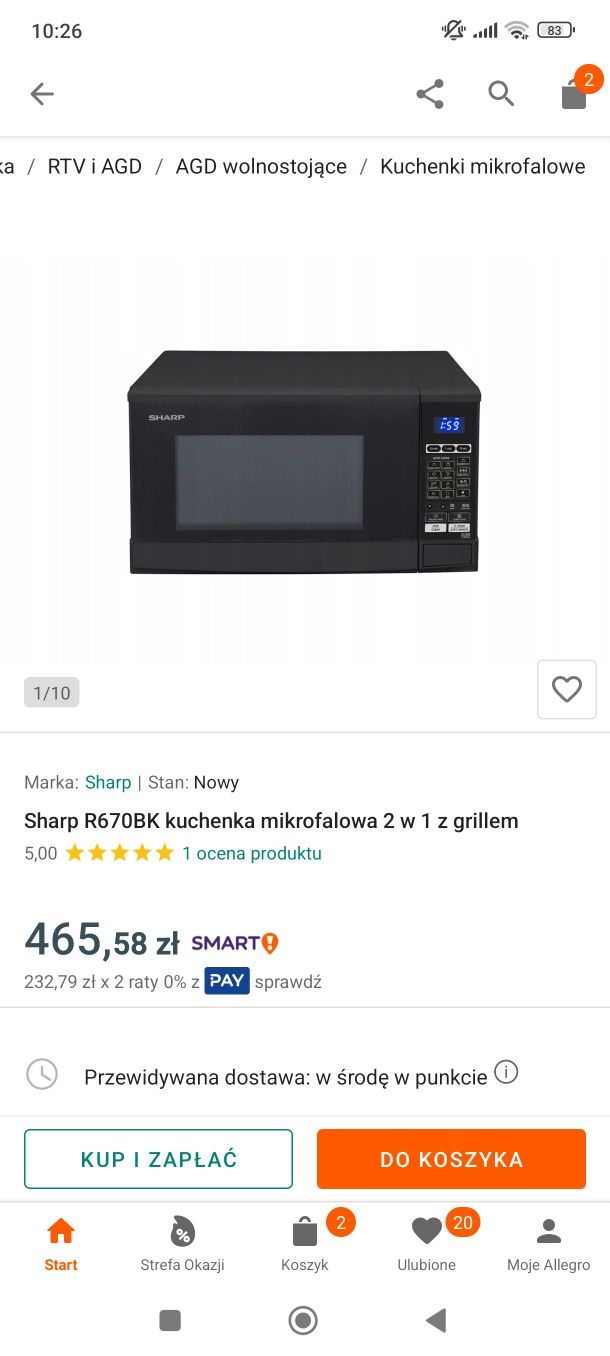 Mikrofalówka Sharp z grillem