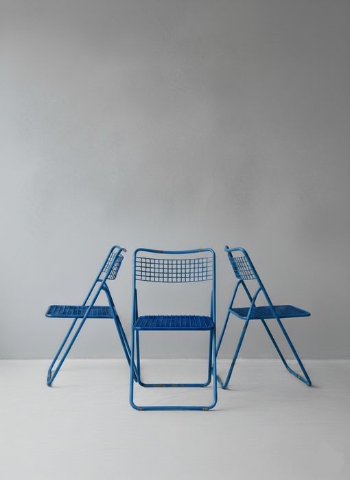Cadeiras Vintage dobráveis em malha metálica 1960 / 1970, EMU (Italy)