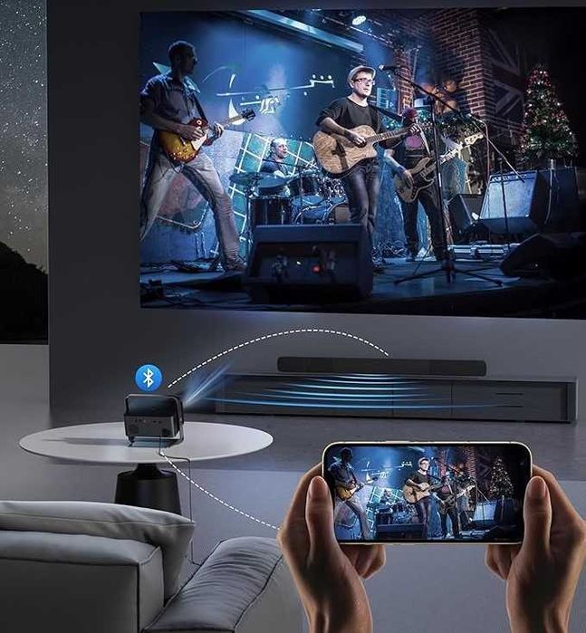 POLOCSH P7 Mini Projektor 1500 ANSI 1080P FHD 4K WIFI6 BT Kino Domowe