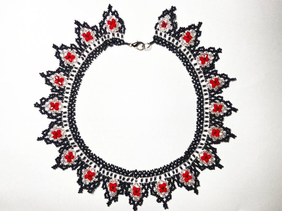 Колье з бісеру силянка ажурне намисто (ручна робота)