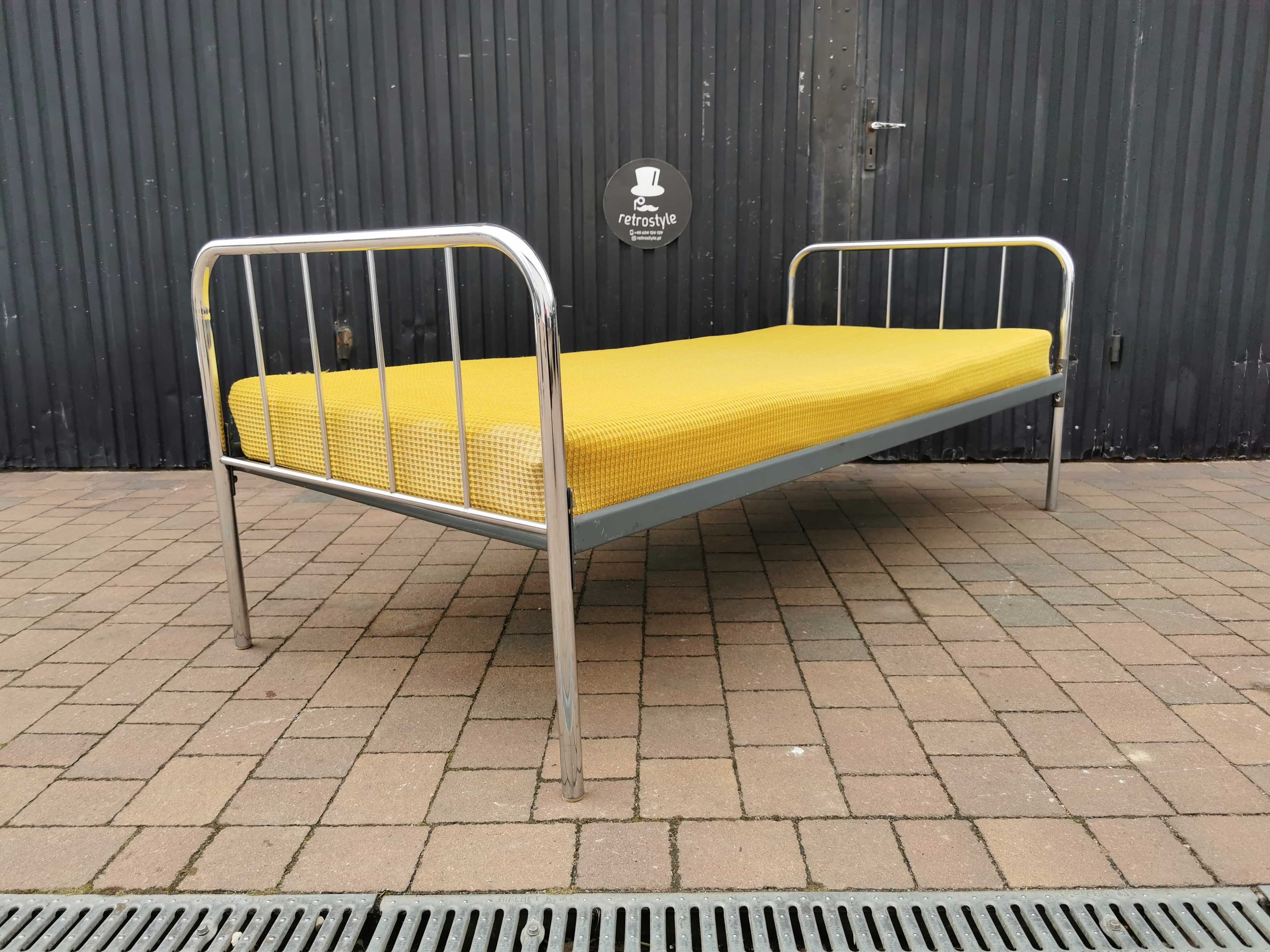 Łóżko chrom KOVONA, Czechosłowacja '60, BAUCHAUS, PRL design, RETRO