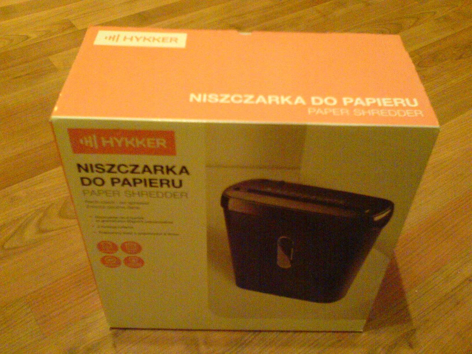 Niszczarka Papieru Hykker do 6 kartek naraz kosz 8l zabezp. term. NOWA