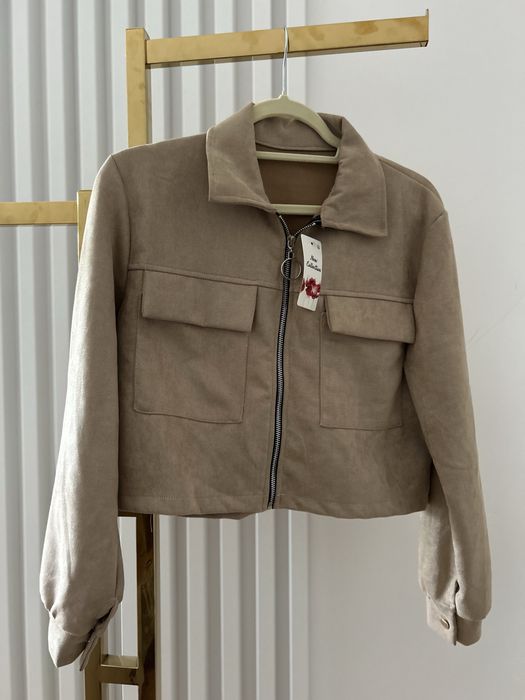 Kurtka damska zamszowa beżowa koszulowa nowa butik