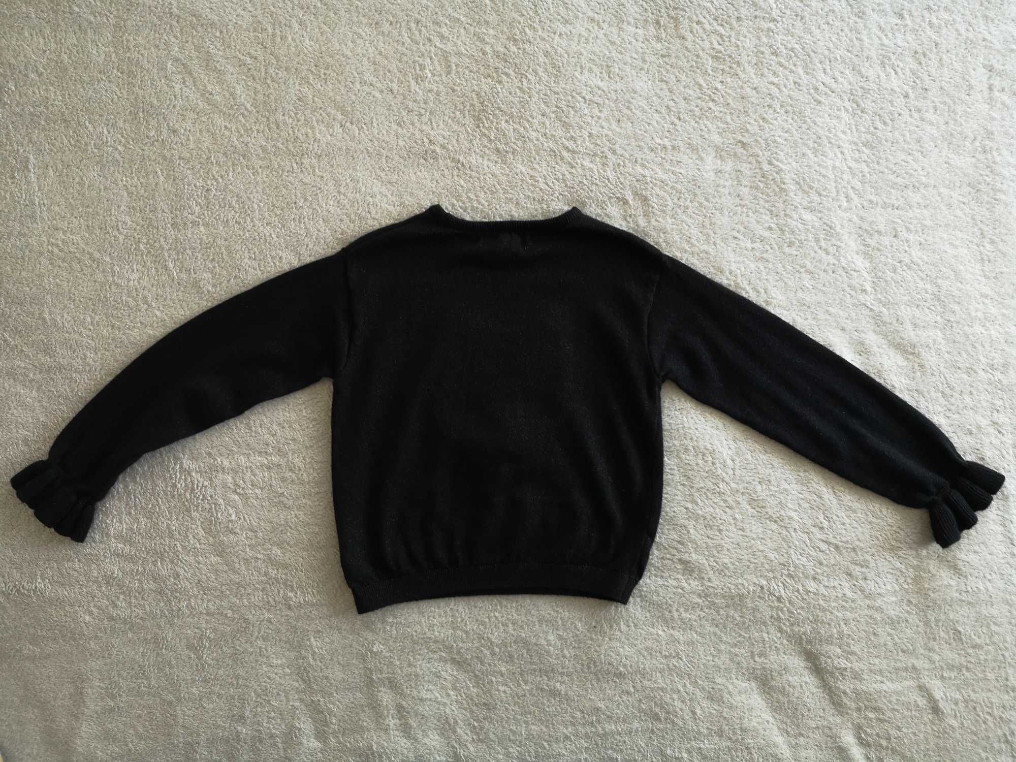 Czarny elegancki błyszczący sweter w kota kot 3d H&M 122 - 128 j nowy