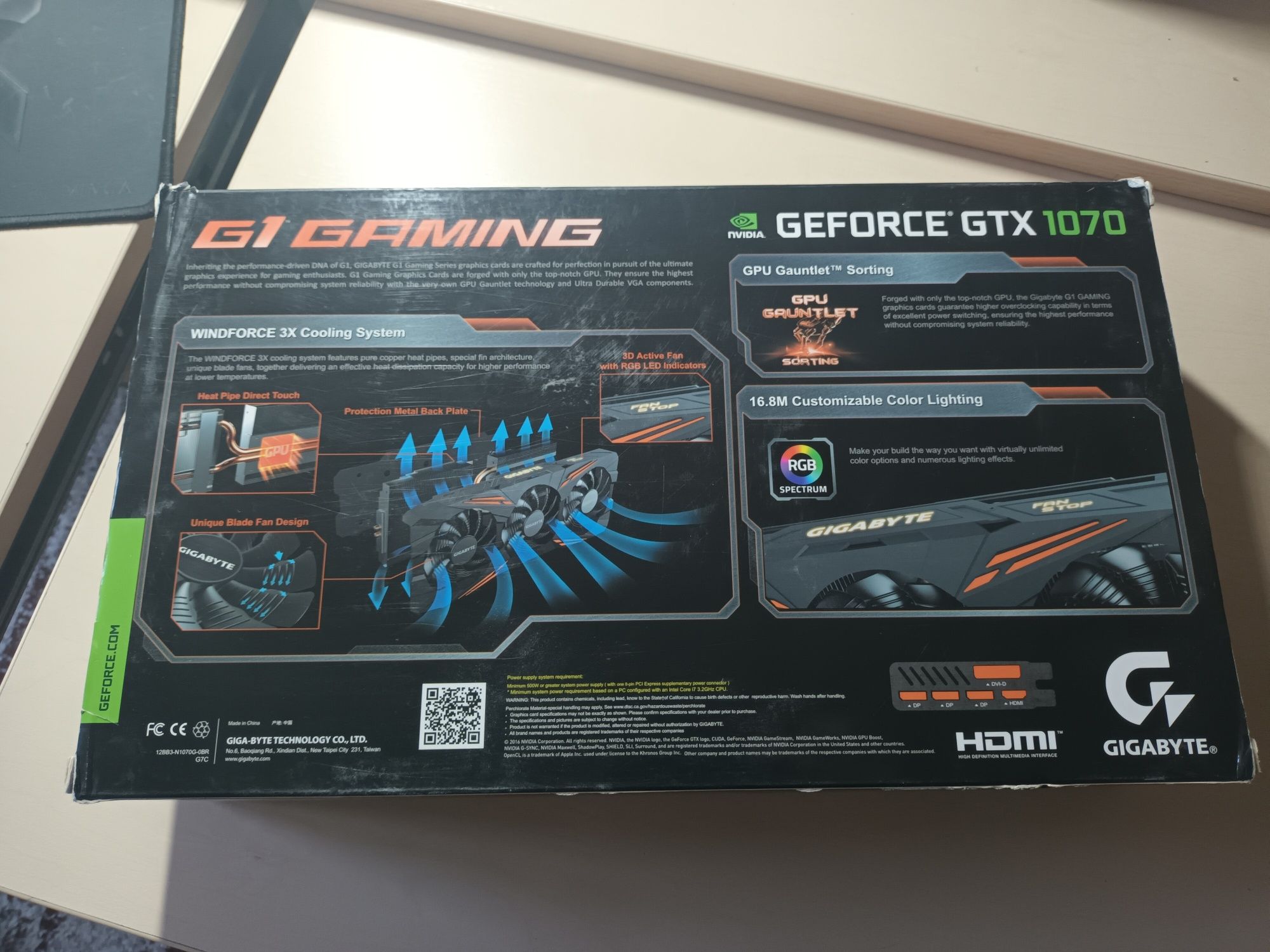 Gigabyte gtx 1070 8gb g1 gaming коробка