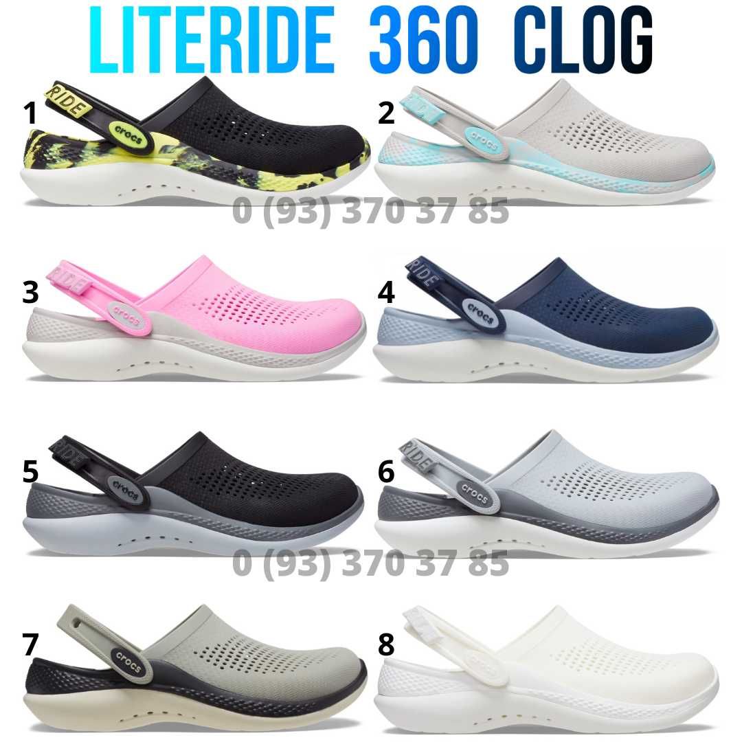 Crocs LiteRide 360 Marbled Крокс Black Citrus Чорні Жовті, Pearl Сірі