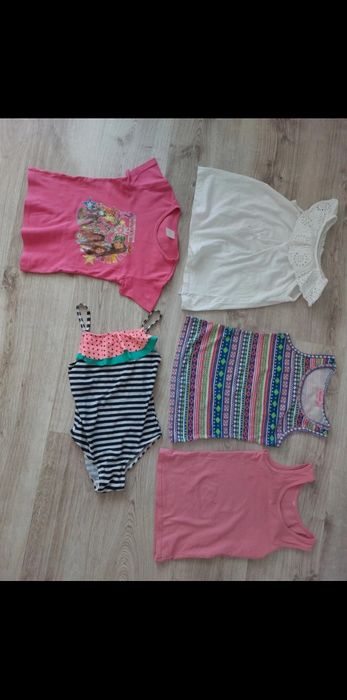 Paczka zestaw ubrań sukienka spódniczka koszulka 7 lat 122 116 leginsy