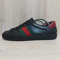 Кожаные кроссовки Gucci New Ace Black оригинал