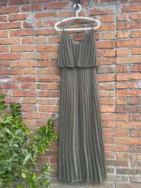 Długa zielona plisowana sukienka Asos r.40