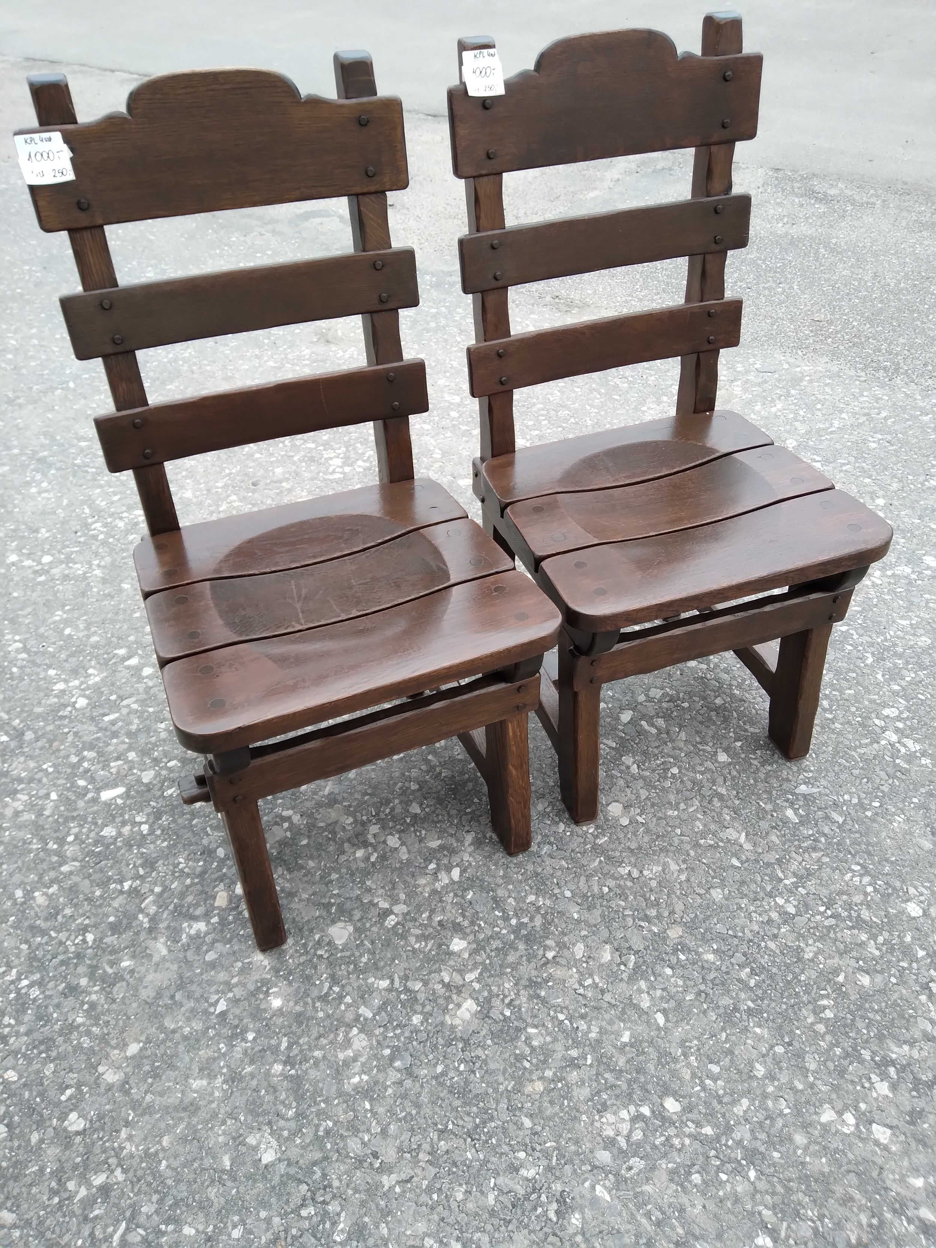 Komplet 4 krzeseł krzesła drewniane dębowe masywne solidne FV DOWÓZ