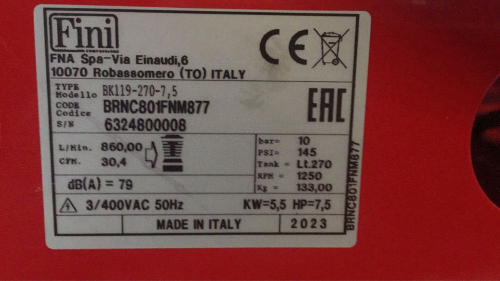 Акція! Компресор поршневий FINI BK-119-270-7.5 . Італія