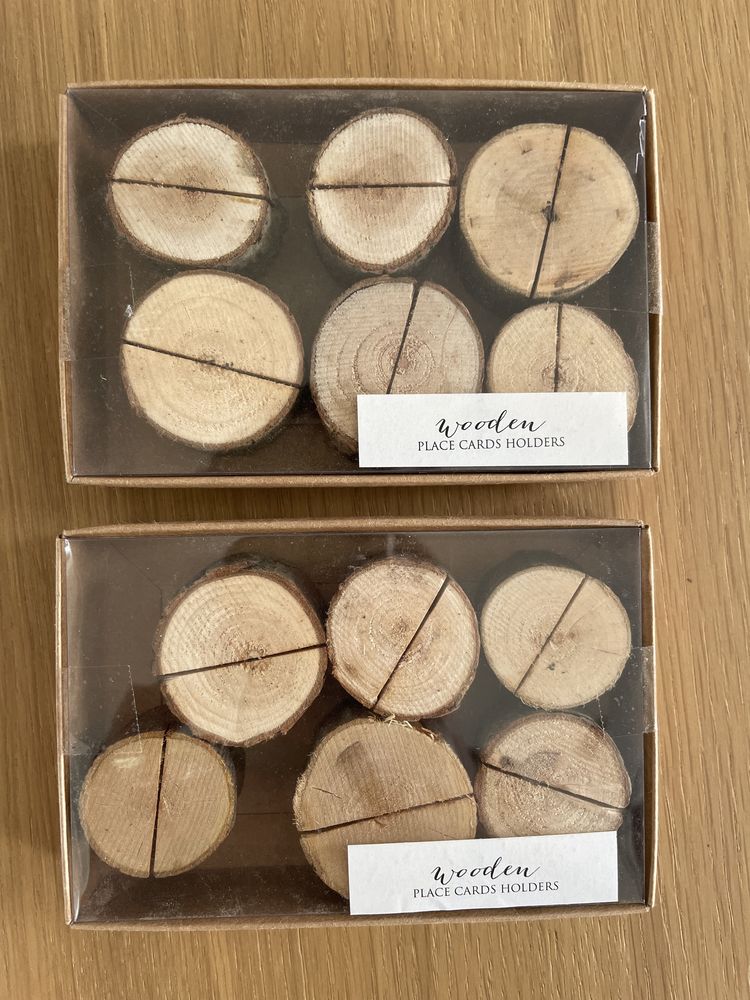 Drewniane podstawki pod wizytówki/winietki śr. 3-4 cm