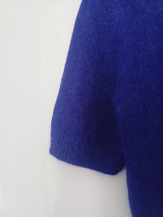 Massimo Dutti wełniany sweter wełna alpaka krótki rękaw złote guziki