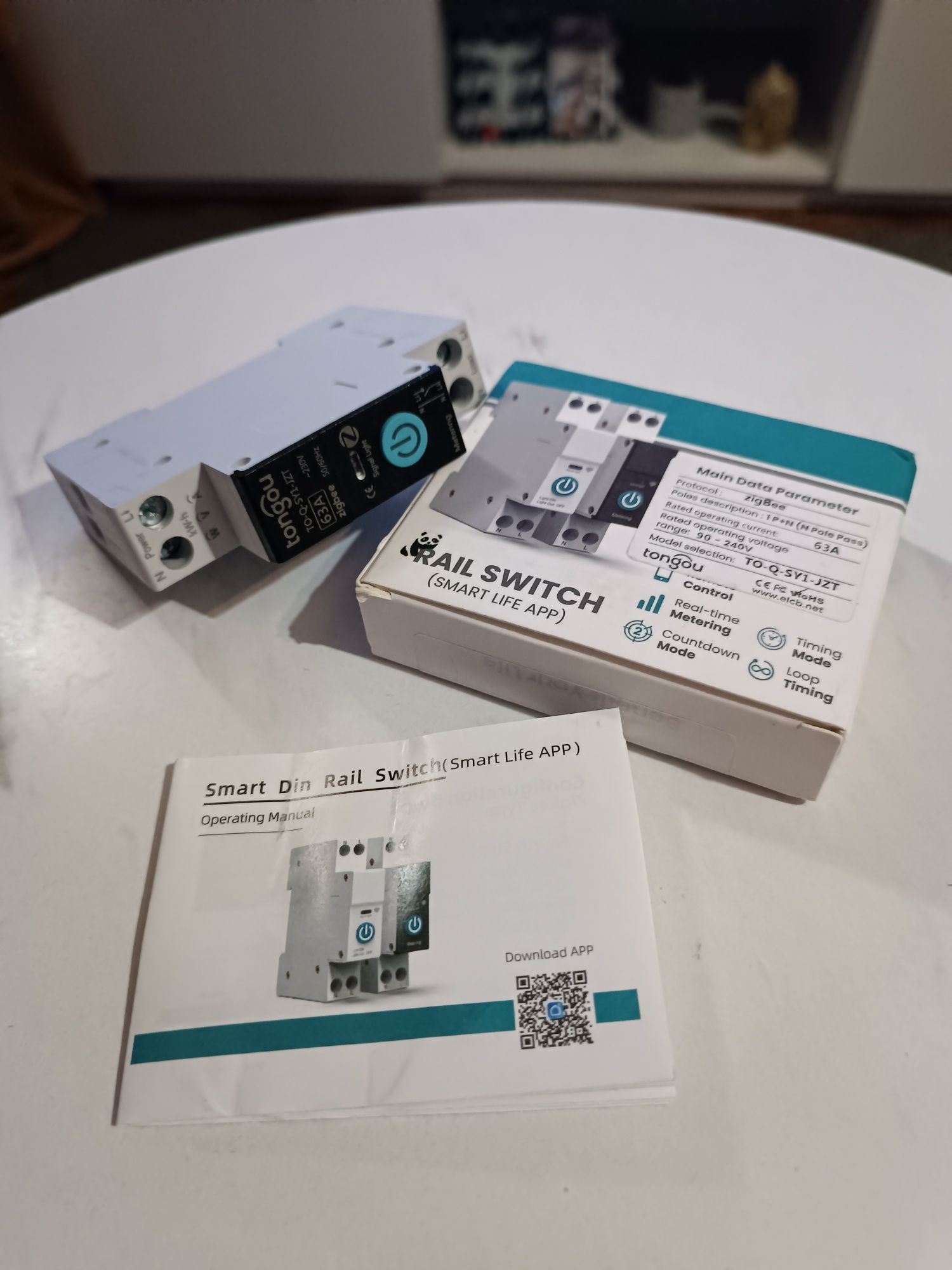 Interruptor de trilho din inteligente 63A e 16A