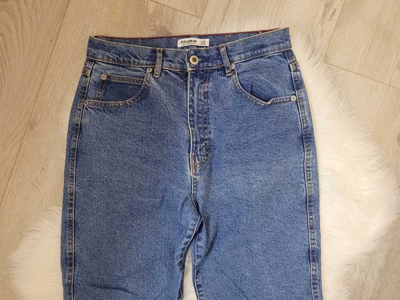 Niebieskie spodnie dżinsowe / dżinsy jeansy mom jeans, Pull&Bear, 38 M