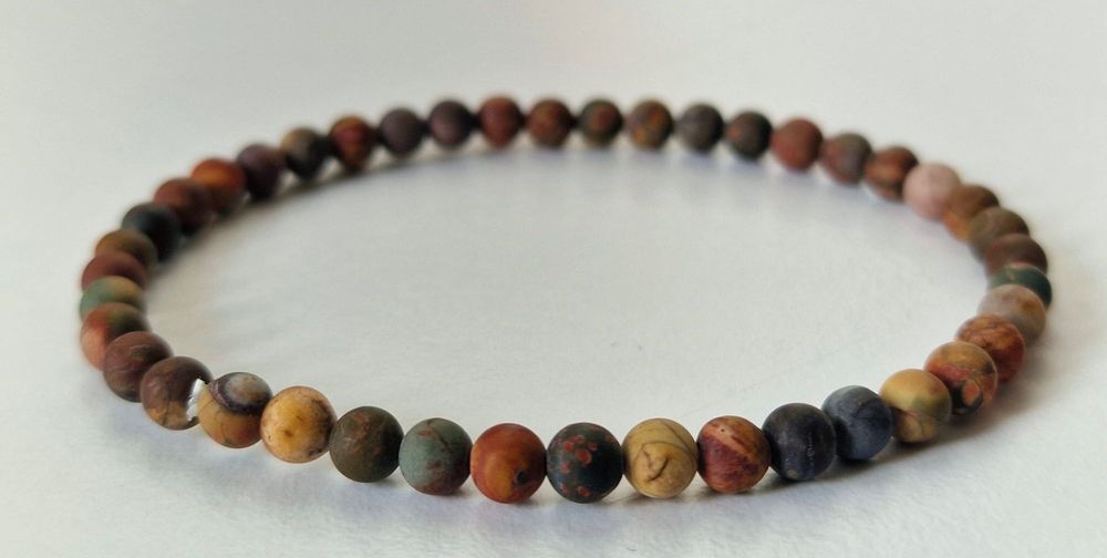 Unikatowa Bransoletka z Matowego Jaspisu Picasso 4 mm - HANDMADE