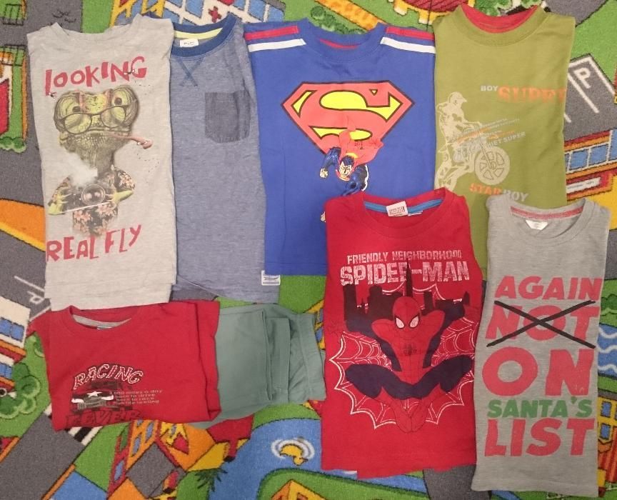 Bluzki koszulki chłopiec 4-5 lat piżama 7szt