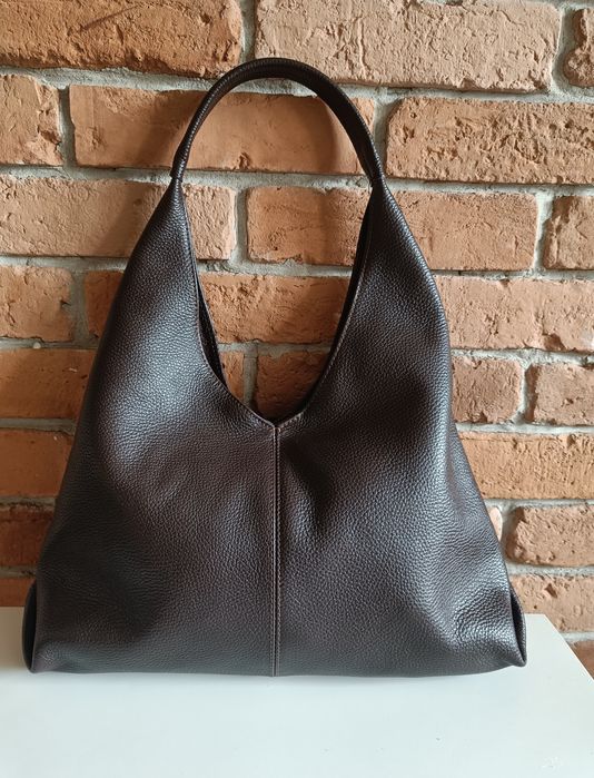 Torebka włoska Vera Pelle skóra naturalna shopper hobo na ramię i do r
