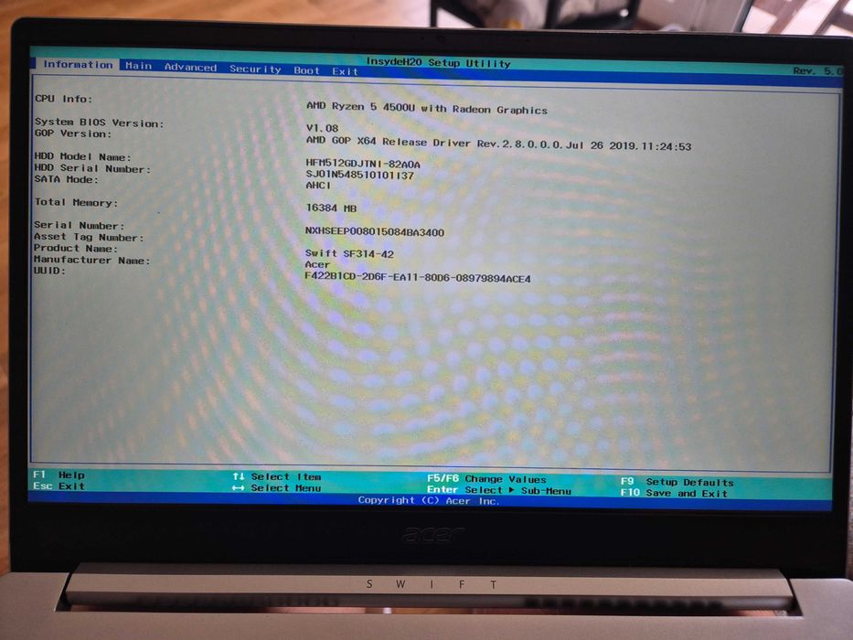 Laptop Acer Swift3, 14 ", AMD Ryzen™ 5, 16 GB RAM, 512 GB SSD, Win 11