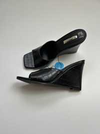 Czarne koturny damskie buty sandały na obcasie Primark nowe z metką